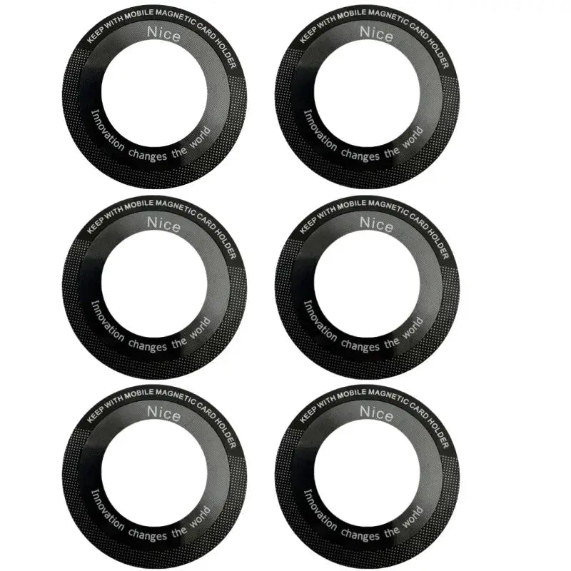 Magsafe magnetic plate rings, six-pack black metal stickers for wireless charging car holders