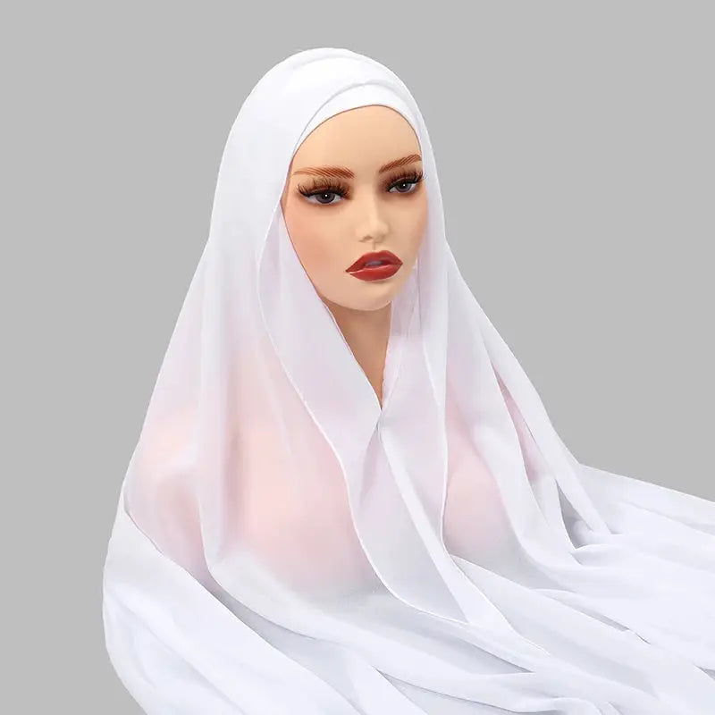 NovaVibe Instant Chiffon Hijab Magnetic Buckle Solid Color Muslim Scarf Effortless Wear