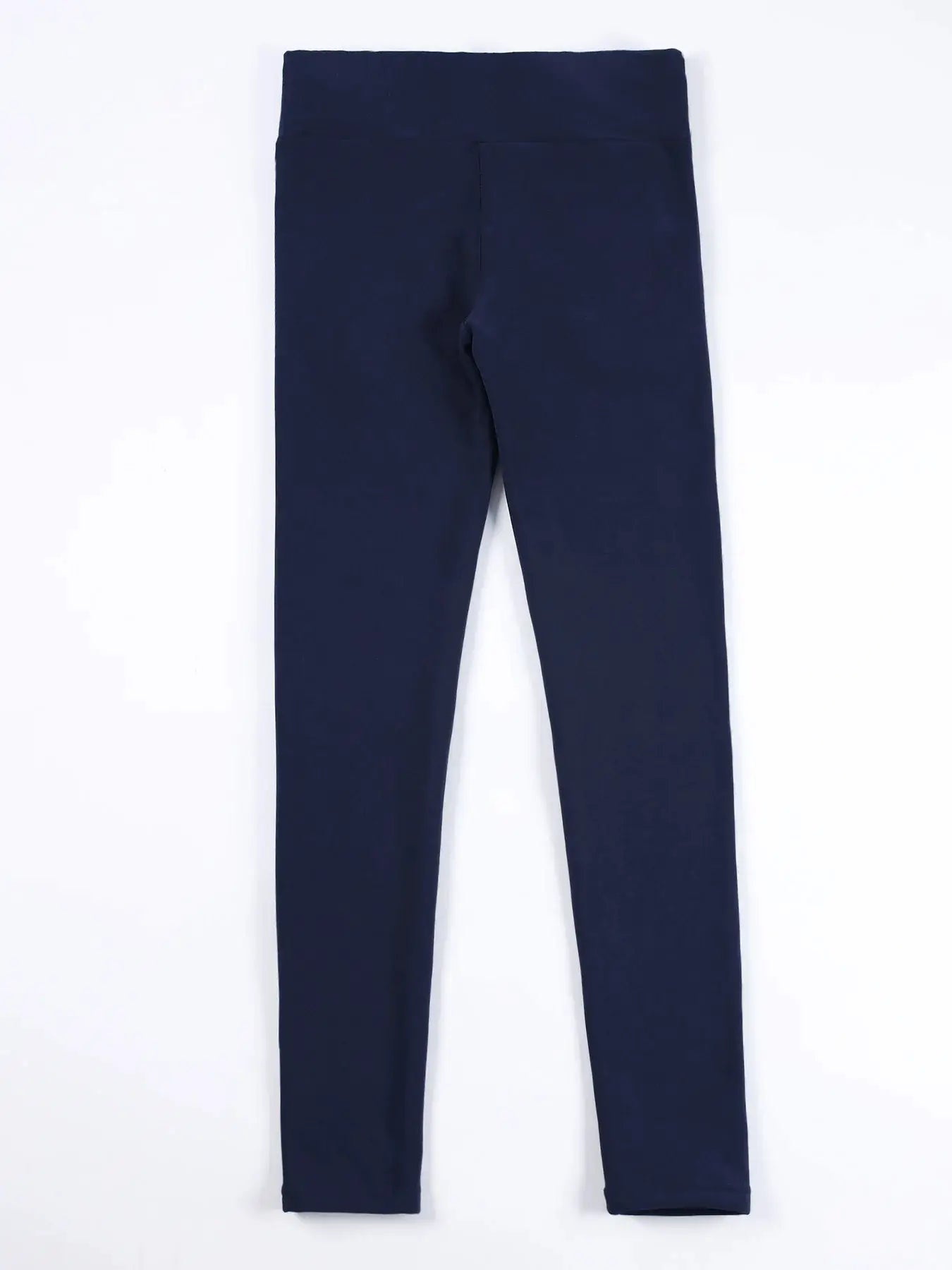 Women's navy high-waist fleece-lined leggings with pockets by Simples Market, soft stretchy and warm