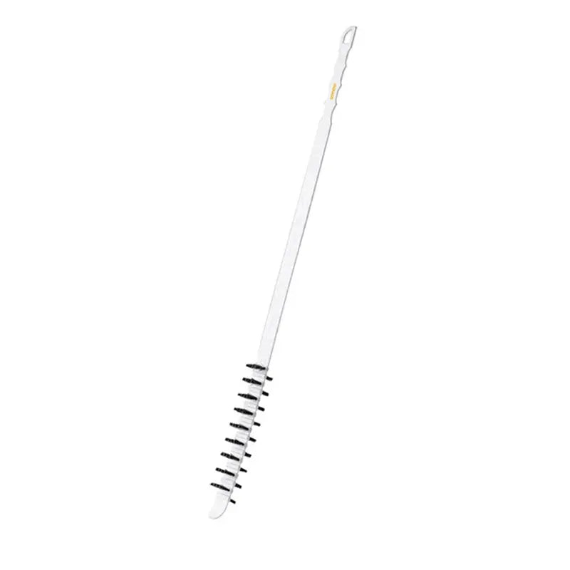 Deep cleaning brush for washing machine by Simples Market with extra-long white handle and black bristle head