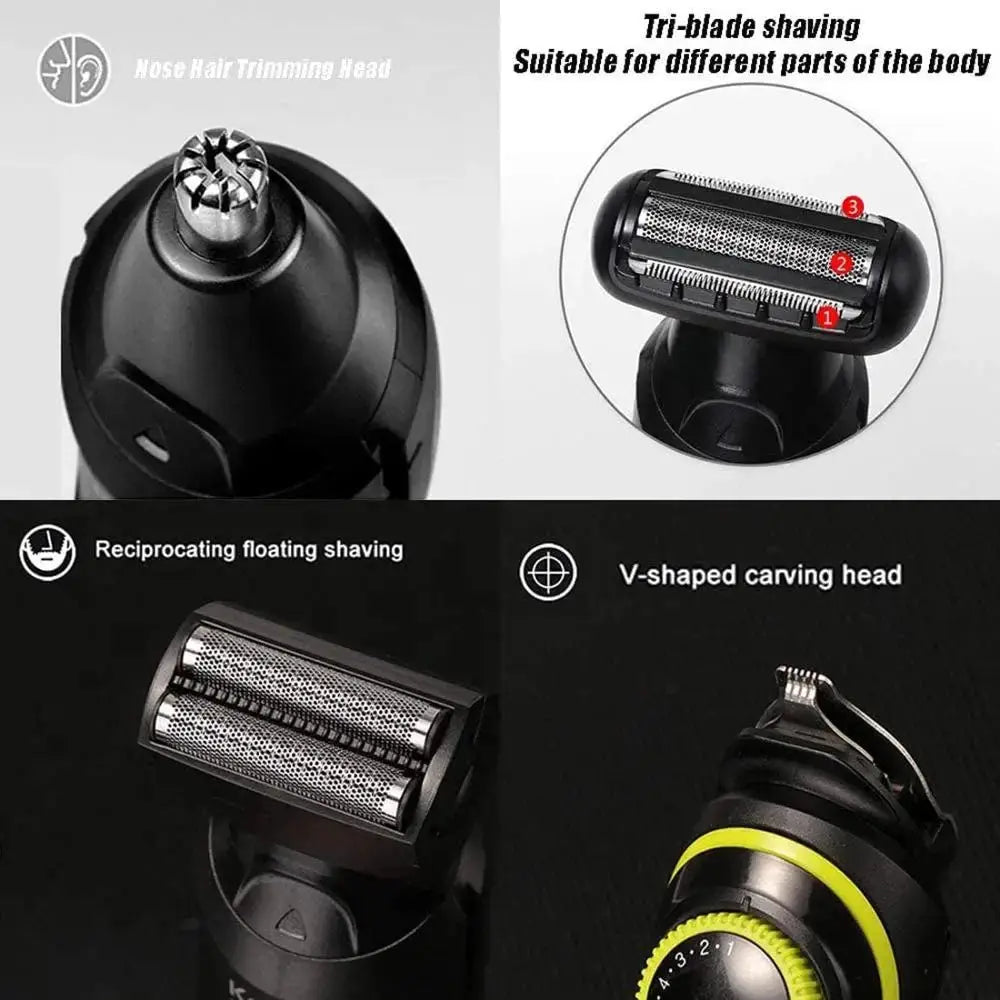 Kemei 696 5-in-1 electric hair clipper for men by Simples Market; nose trimming head with multiple blade heads