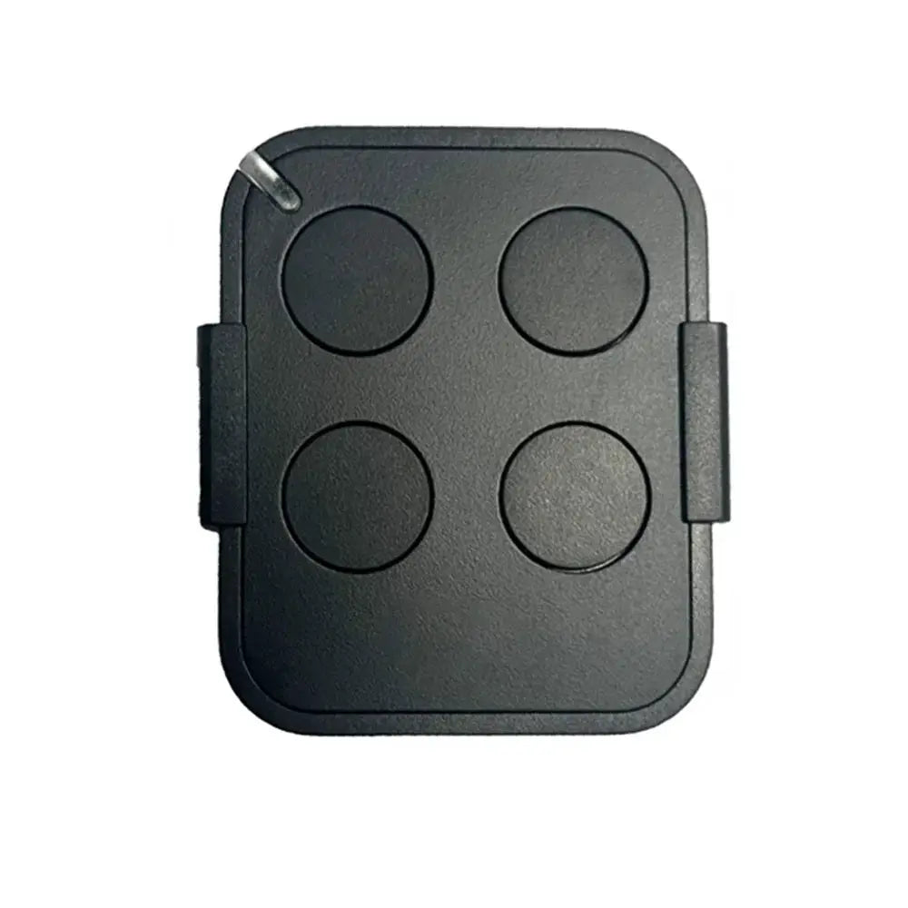Garage door remote control, black plastic, four-button layout, 433.92MHz rolling code