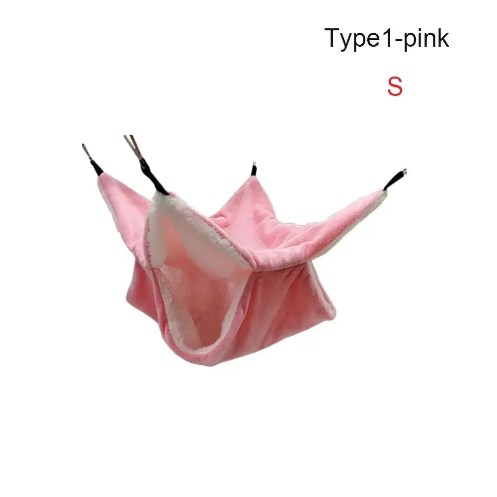 Simples Market pink warm-plush double-layer hamster hammock for small pets