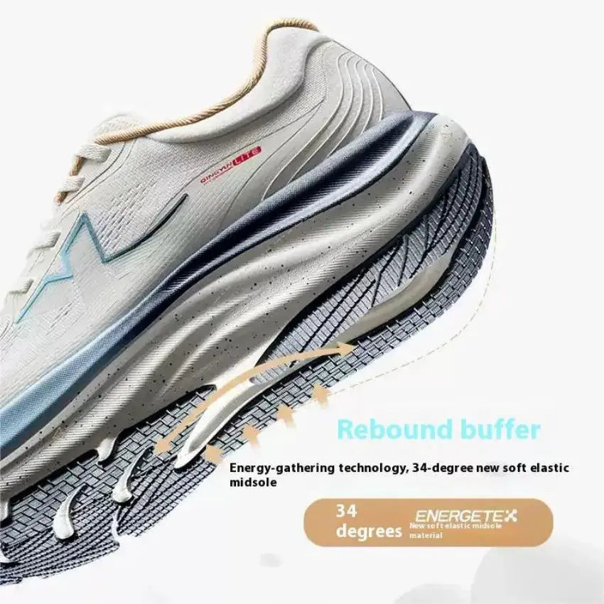 Xtep QINGYUN LITE men's running shoes, light gray with blue accents, cushioned midsole