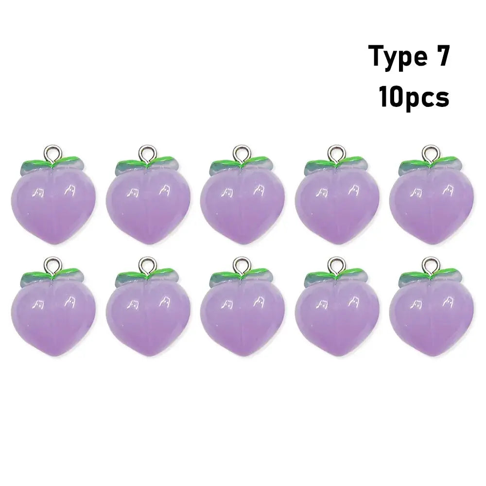 10 Pieces Transparent Peach Flat Resin Charms For Jewelry Making DIY Earrings Necklace Keychain Decoration