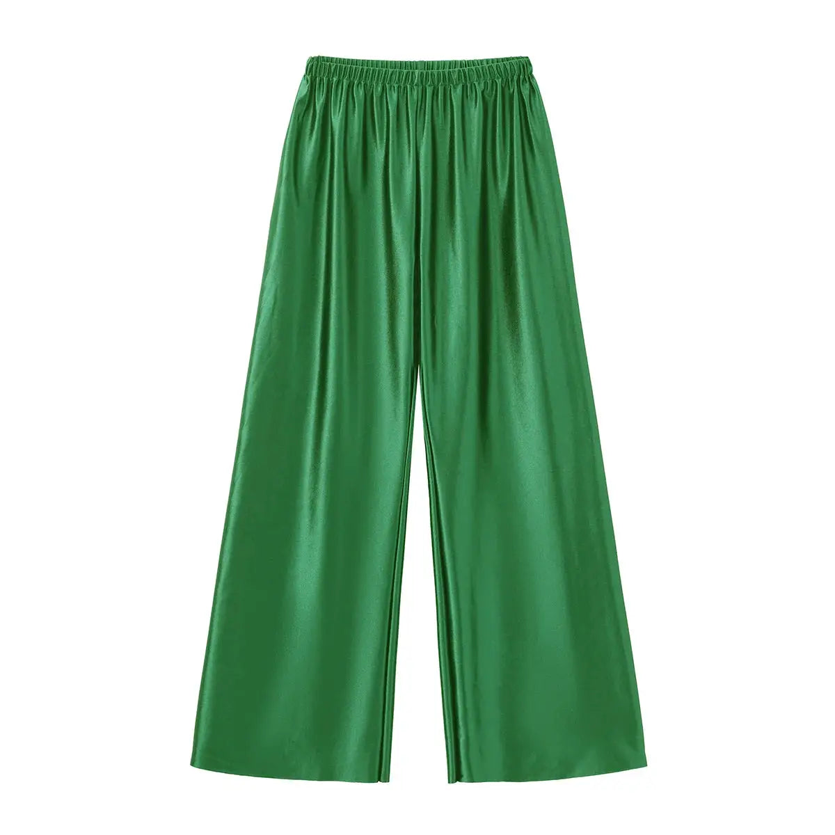 VelvetBloom Satin Wide Leg Pants With High Waist Elastic Closure For All Day Comfort And Elegant Summer Style