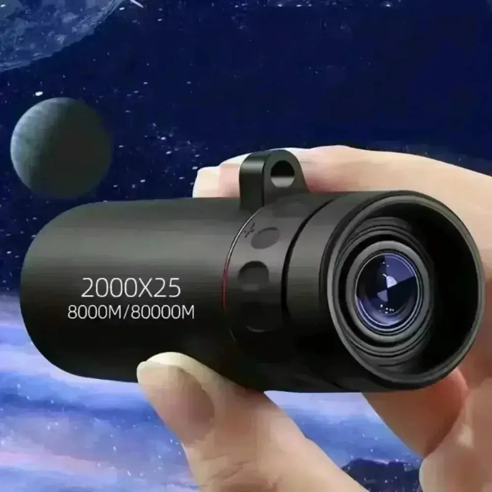 Monocular telescope 2000x25 HD, black handheld with phone holder by Simples Market for outdoor use