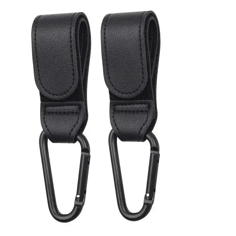 2 Pack PU Leather Stroller Hooks Adjustable Pram Hanger For Diaper Bags Baby Travel Accessories