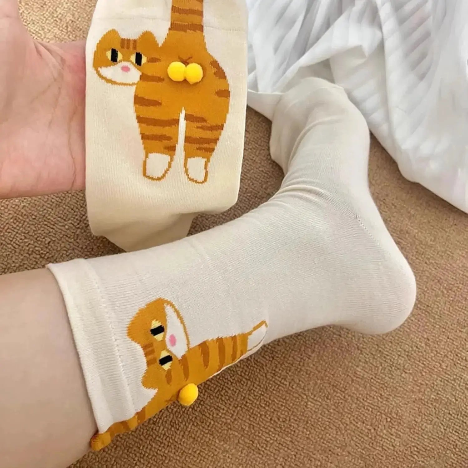 3D Cute Cat Socks Black And White Cotton Socks For Women And Girls Breathable Soft Kawaii Gift Sock Set