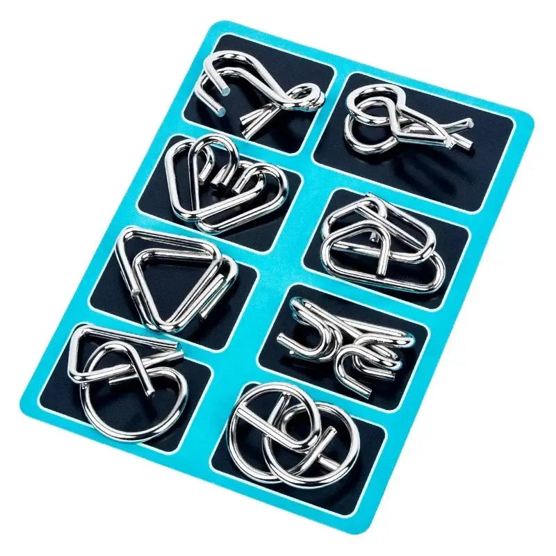 8 Pcs Metal Wire Puzzle Set For Adults IQ Logic Brain Teasers Focus Mind Training Montessori Challenging Puzzles