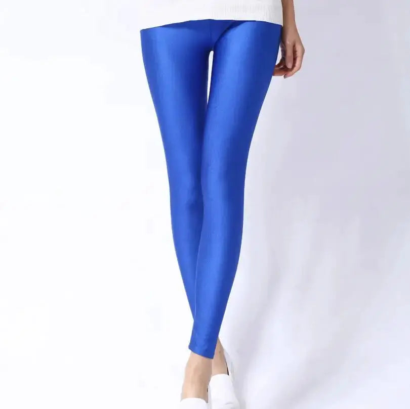 VivaWear Spring Solid Candy Neon Leggings For Women High Stretch Breathable Polyester All Day Comfort