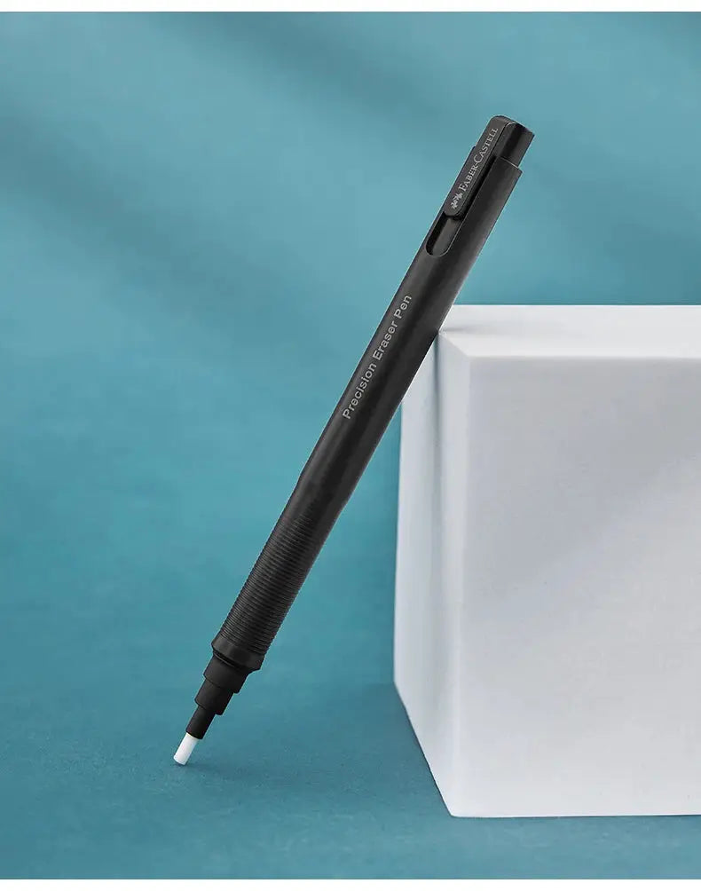 Faber-Castell Precision Tip Eraser Pen, black retractable 2.5mm round eraser, refillable