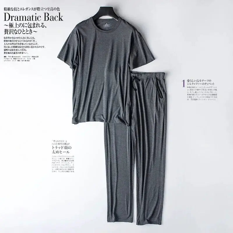 Men's spring and summer new modal pajamas two-piece short-sleeved trousers thin large size loose sports home wear suit sleepwear