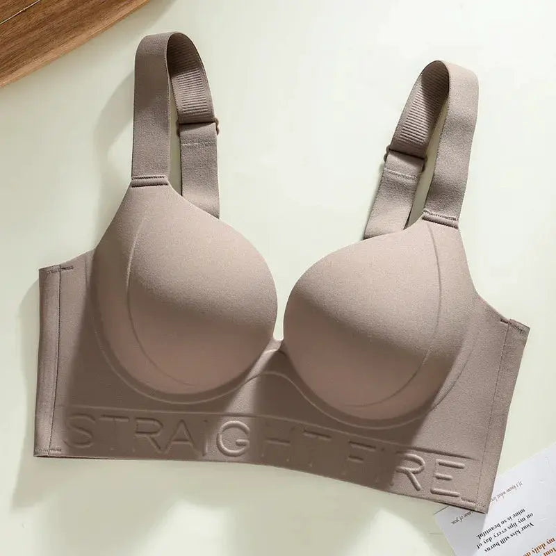 Simples Market taupe bra with molded cups and wide elastic underband