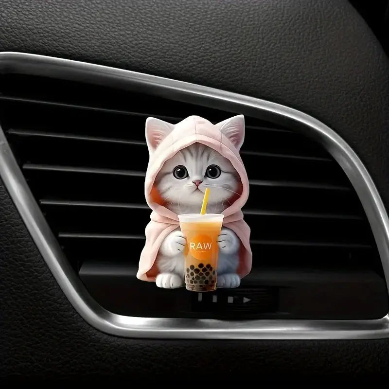 Cute Cat Acrylic Car Aromatherapy Vent Clip For Long Lasting Fragrance Decorative Car Accessory