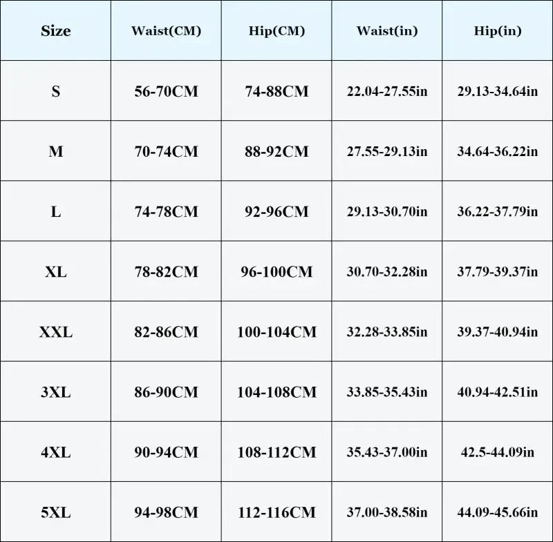 Size chart for women's seamless boyshort panties showing waist and hip measurements in cm and inches (S-5XL).