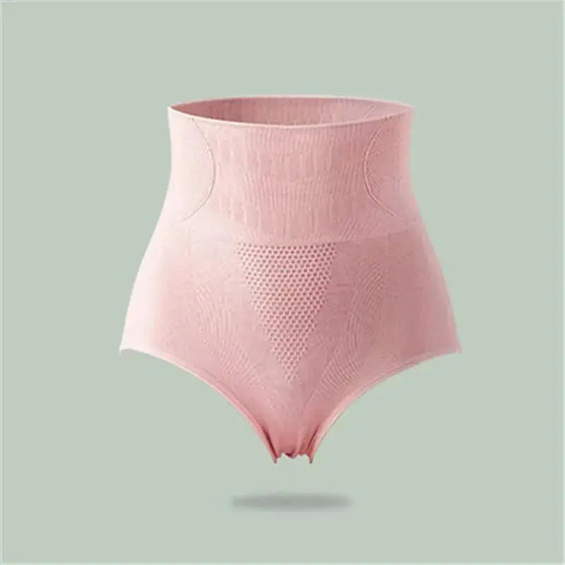 FINETOO pink high-waist shaping panties with breathable mesh panel