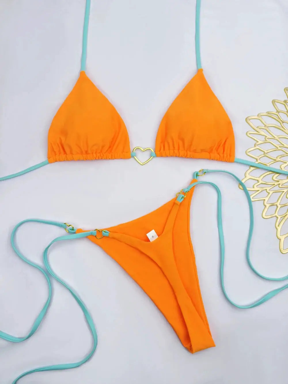 Sexy Halter Bikini Set Solid Color Low Waist Two Piece Swimsuit Triangle Top Thong Bottom Brazilian Biquinis