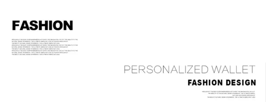 Wallet banner showing bold FASHION text and PERSONALIZED WALLET DESIGN on white background