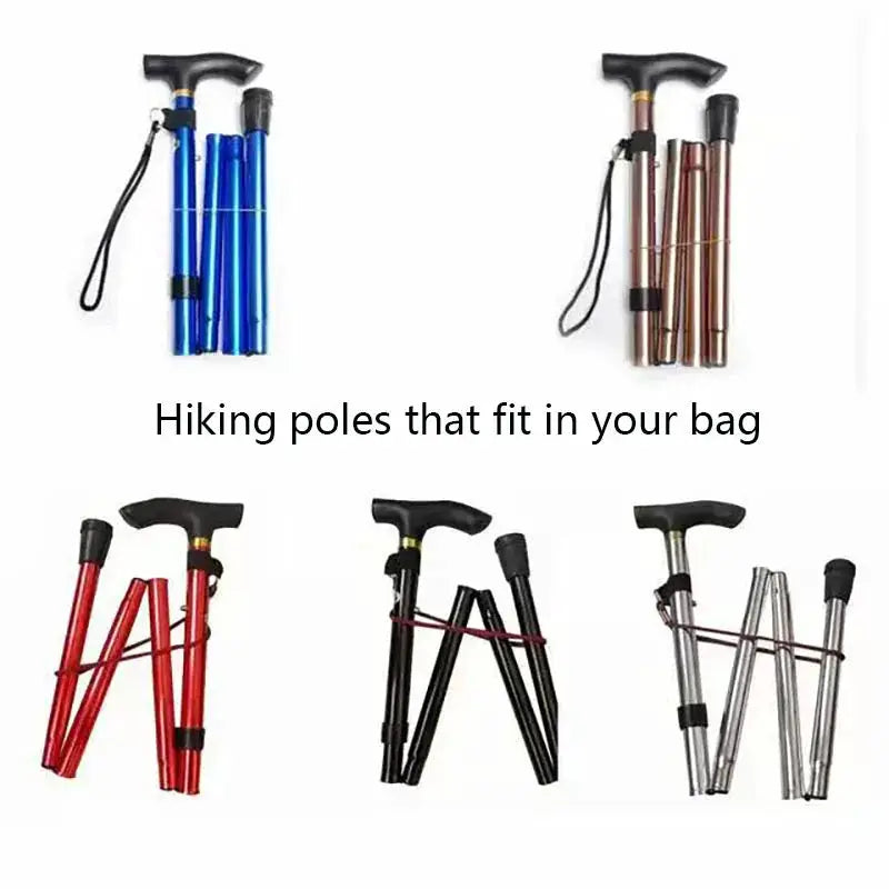 Outdoor Mountaineering Trekking Poles Five Section Telescopic Aluminum Alloy Hiking For Travel