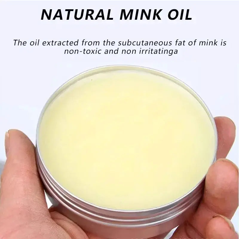 Car leather cleaning cream by Simples Market in a metal tin, pale yellow mink oil wax for leather restoration