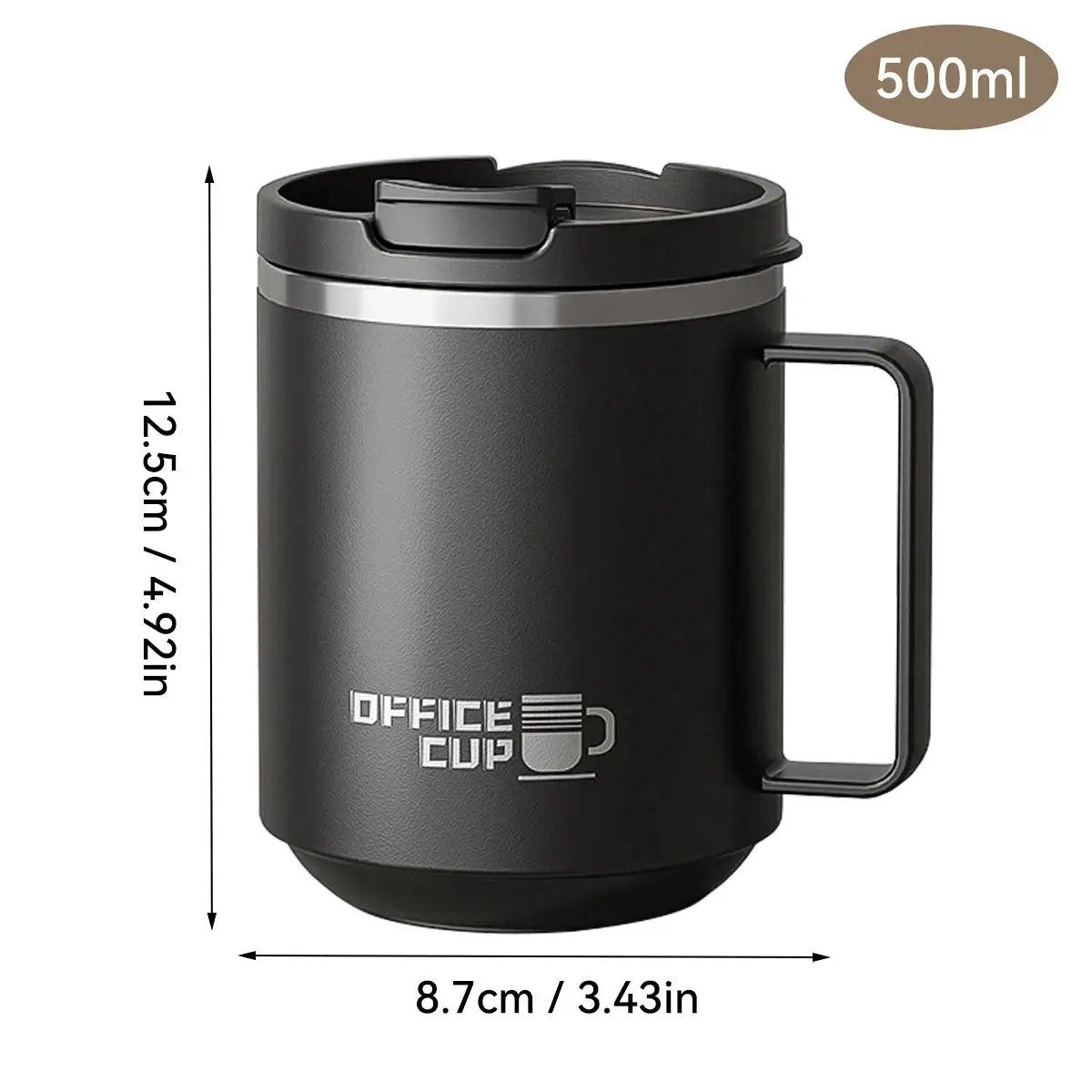 Double Wall Insulated 304 Stainless Steel Coffee Mug With Handle Leak Proof 500ml 16oz Drinkware For Adults And Students