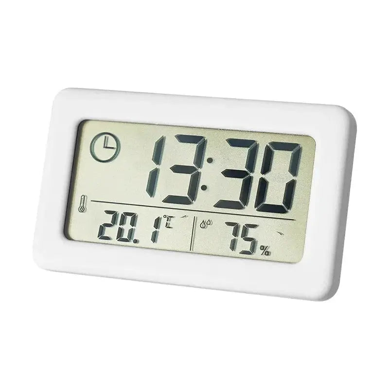 Mini Digital Clock With Temperature And Humidity Display Battery Powered Thermometer Hygrometer 12 24H
