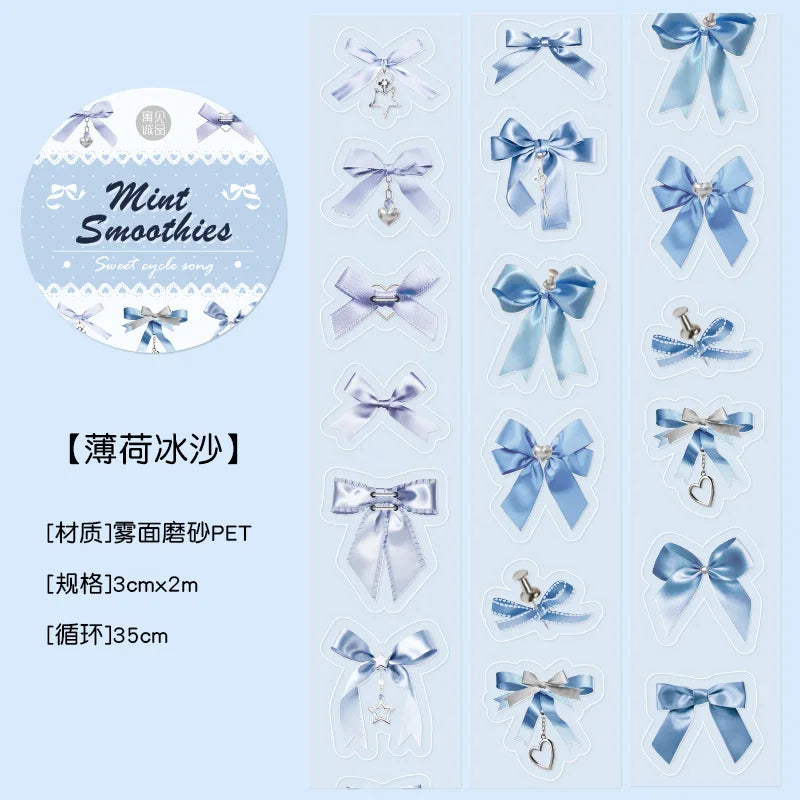 Simples Market decorative adhesive tapes featuring blue satin bow motifs for journaling and scrapbooking