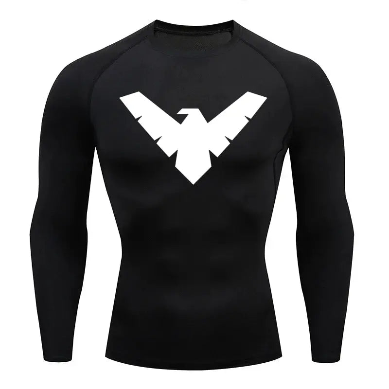 Simples Market black long-sleeve men's compression shirt with white logo