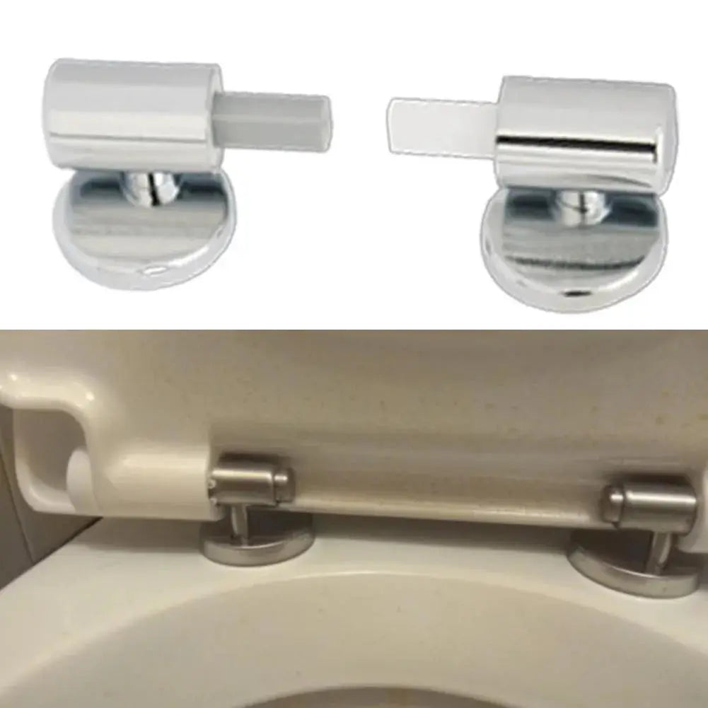 Toilet seat soft-close hinge set, chrome metal, 2-pack for traditional or contemporary lids.