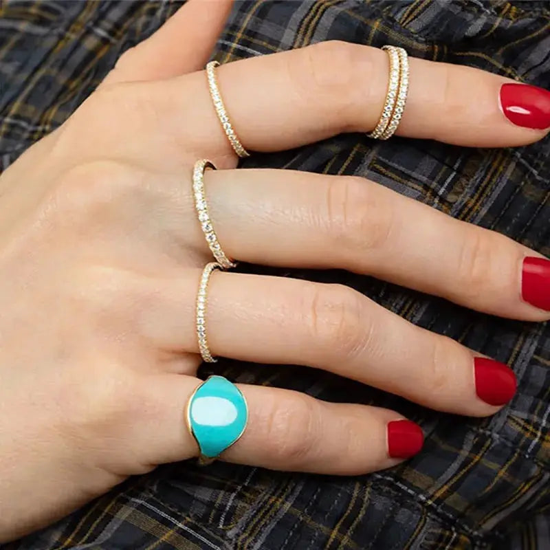 Delicate Micro Pave Zircon Ring For Women Trendy Chic Crystal Stackable Tiny Ring For Daily Wear R133