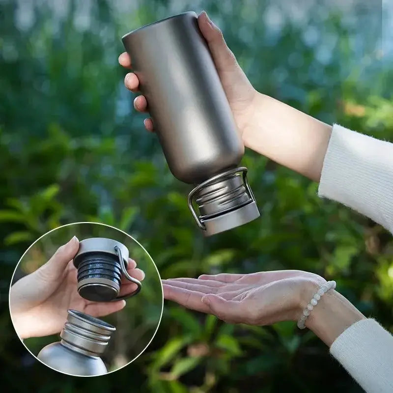 Titanium Water Bottle 600ml 750ml Outdoor Camping Hiking Cycling Sports Travel Durable Purity