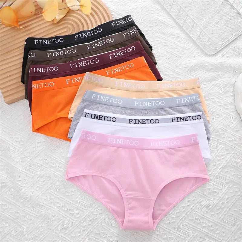 FINETOO women's cotton underwear set, 9-pack, assorted colors with branded waistbands