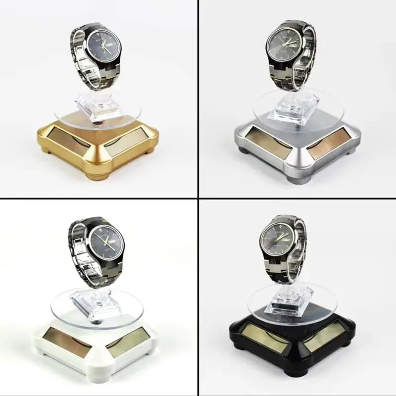 Solar Showcase 360 Degree Automatic Rotating Jewelry Display Stand For Necklace Bracelet Watch And Phone