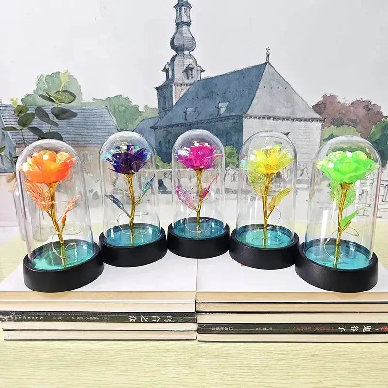 Artificial Rose Flowers With LED Light Eternal Rose Gift For Girlfriend Valentines Day Wedding Decor Christmas Gifts