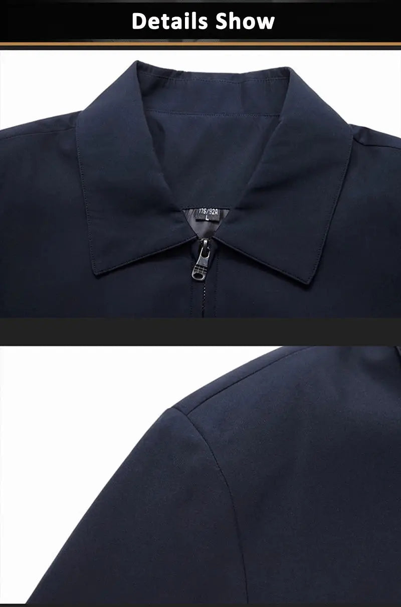 Men's navy blue casual business jacket blazer with zip front by Simples Market