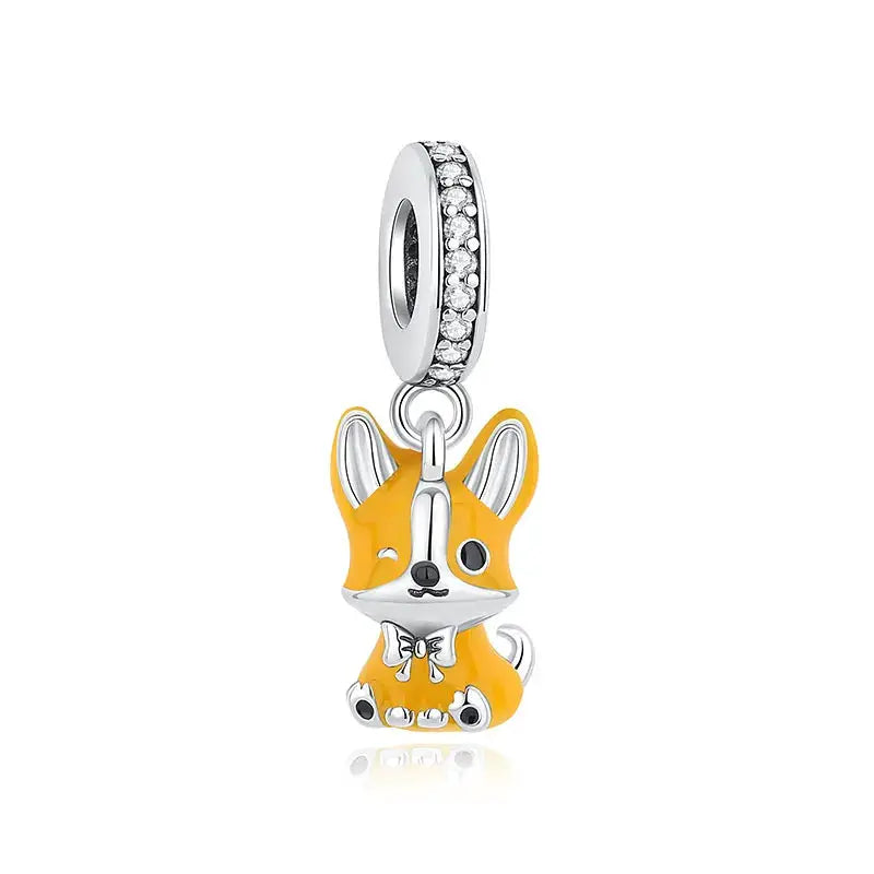 925 Sterling Silver Paw Print Charm Beads for Dogs and Cats Jewelry Pendant Fit for Bracelets Necklaces DIY Projects
