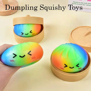 Rainbow Dumpling Squishy Toy Bamboo Slow Rising Stress Relief Fidget Ball For Adults And Kids