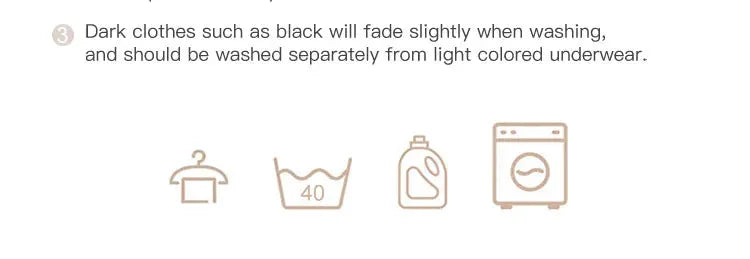 Simples Market menstrual panties, seamless low-waist 4-layer; care icons: hang dry, wash 40°C, detergent, machine wash