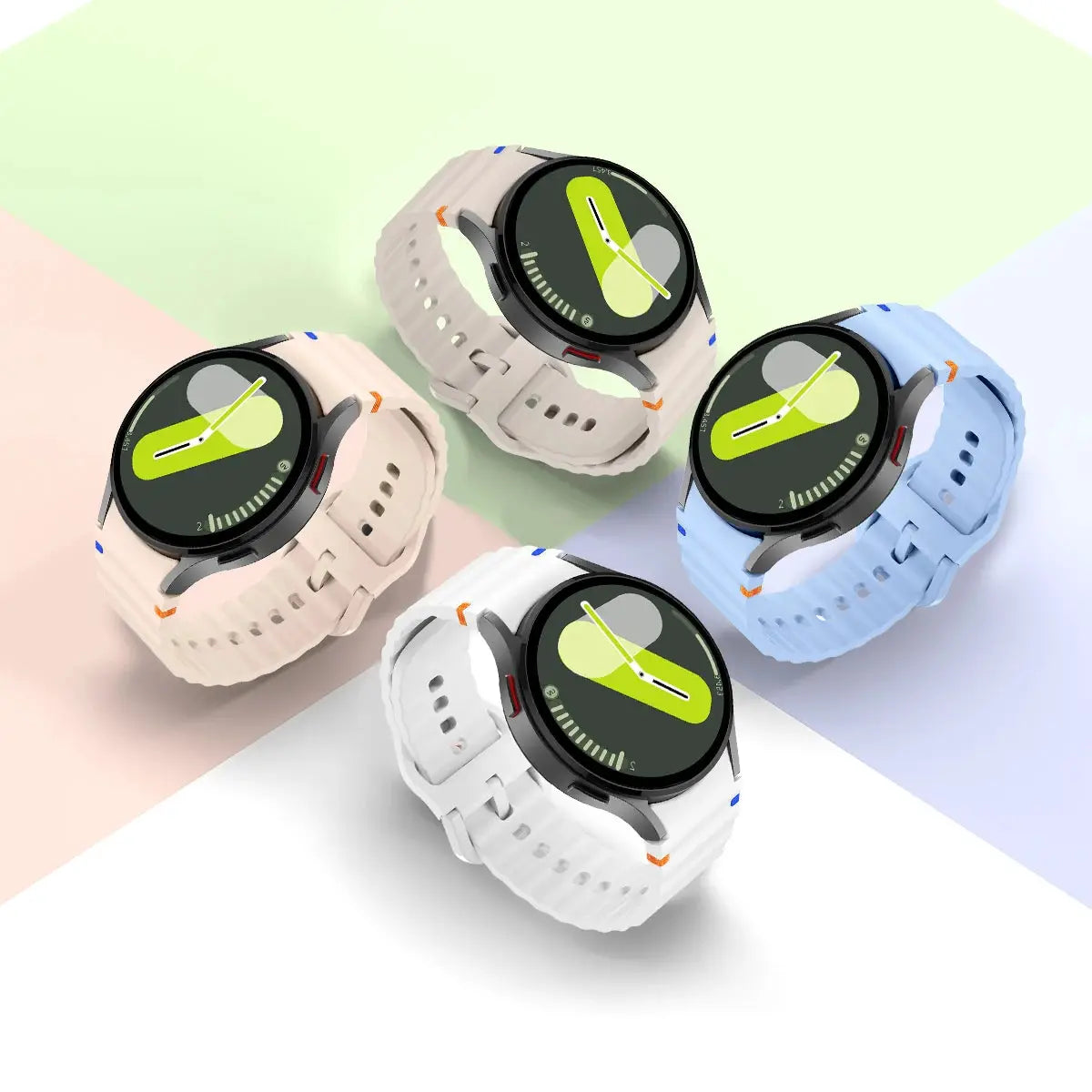 Original silicone bands for Samsung Galaxy Watch (4 colors: beige, cream, white, blue) by Simples Market