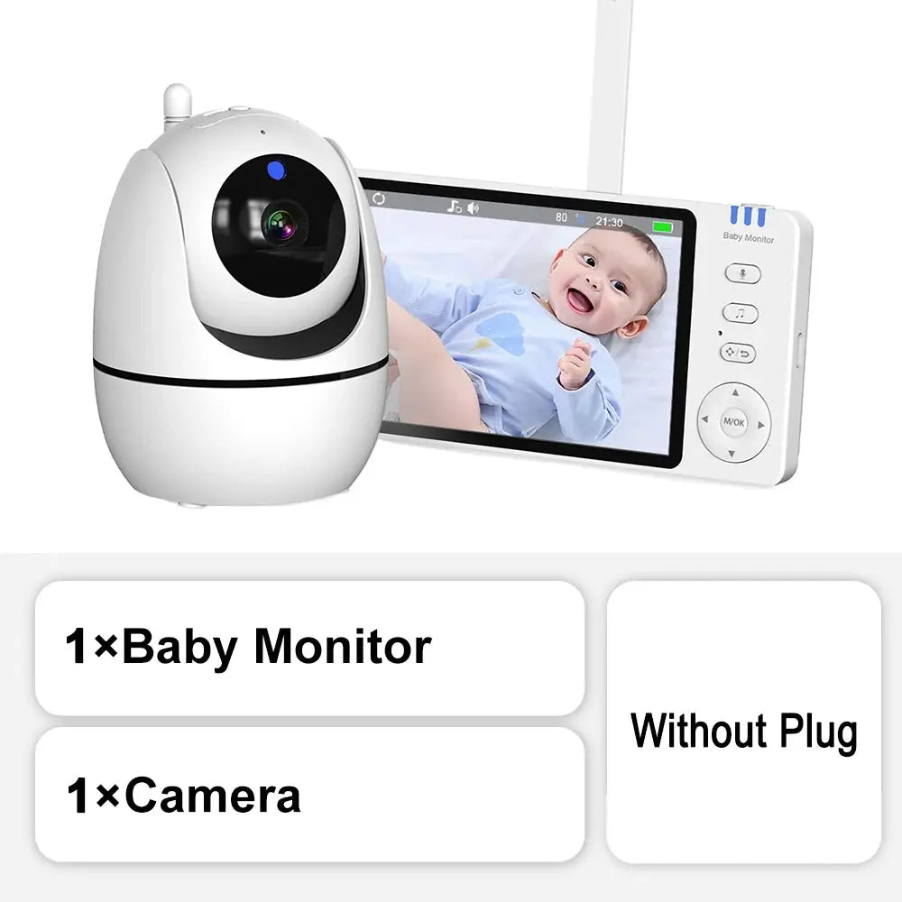 5 Inch Video Baby Monitor With PTZ Camera Zoom Lullaby Temperature Sensor Security Protection Surveillance System
