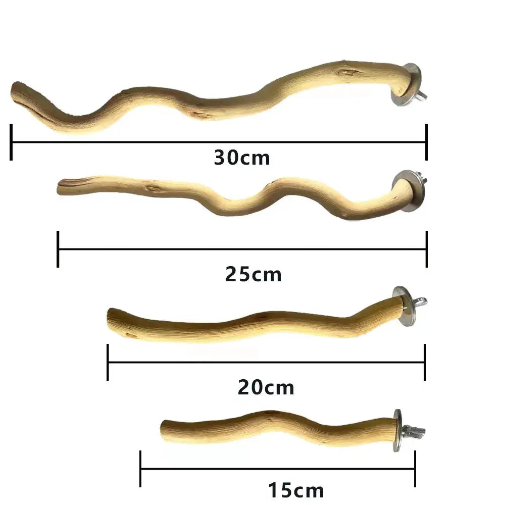 Natural parrot wood forked branch perch set; hanging bird cage toys by Simples Market, 4 sizes (15–30 cm)