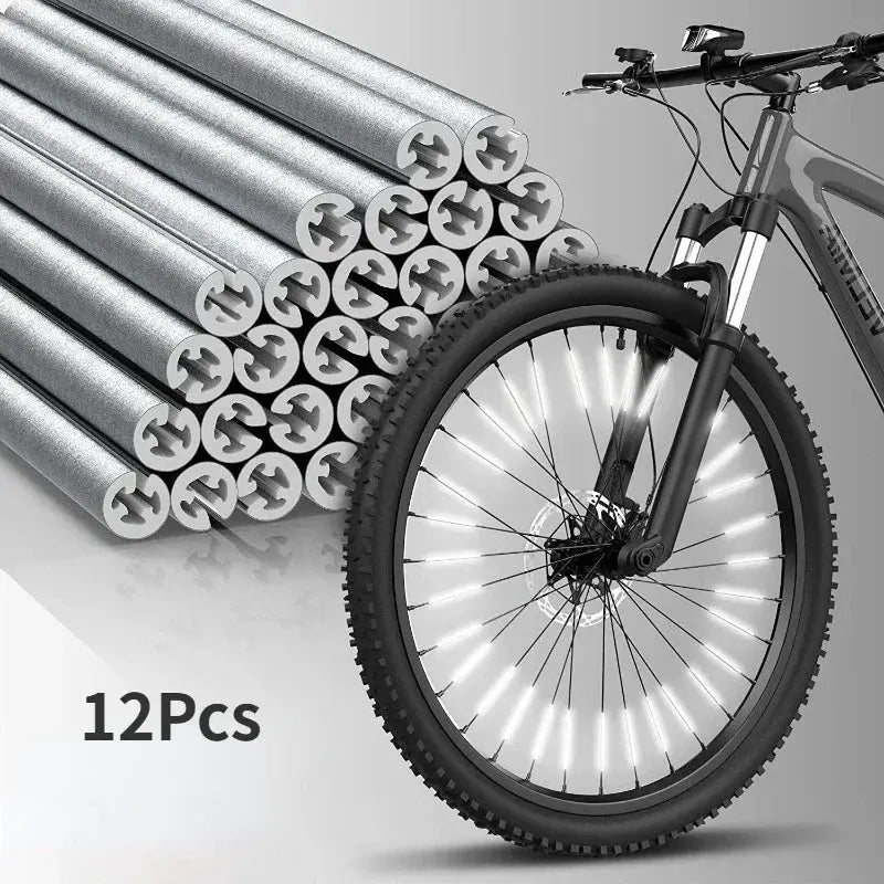 12 Pack Reflective Mount Clips For Bicycle Wheel Spokes Spoke Reflector Strips For MTB Bike Night Visibility