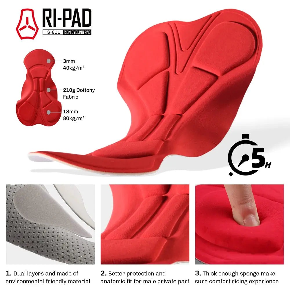 RION cycling saddle pad for men, red multi-layer foam cushion by Simples Market