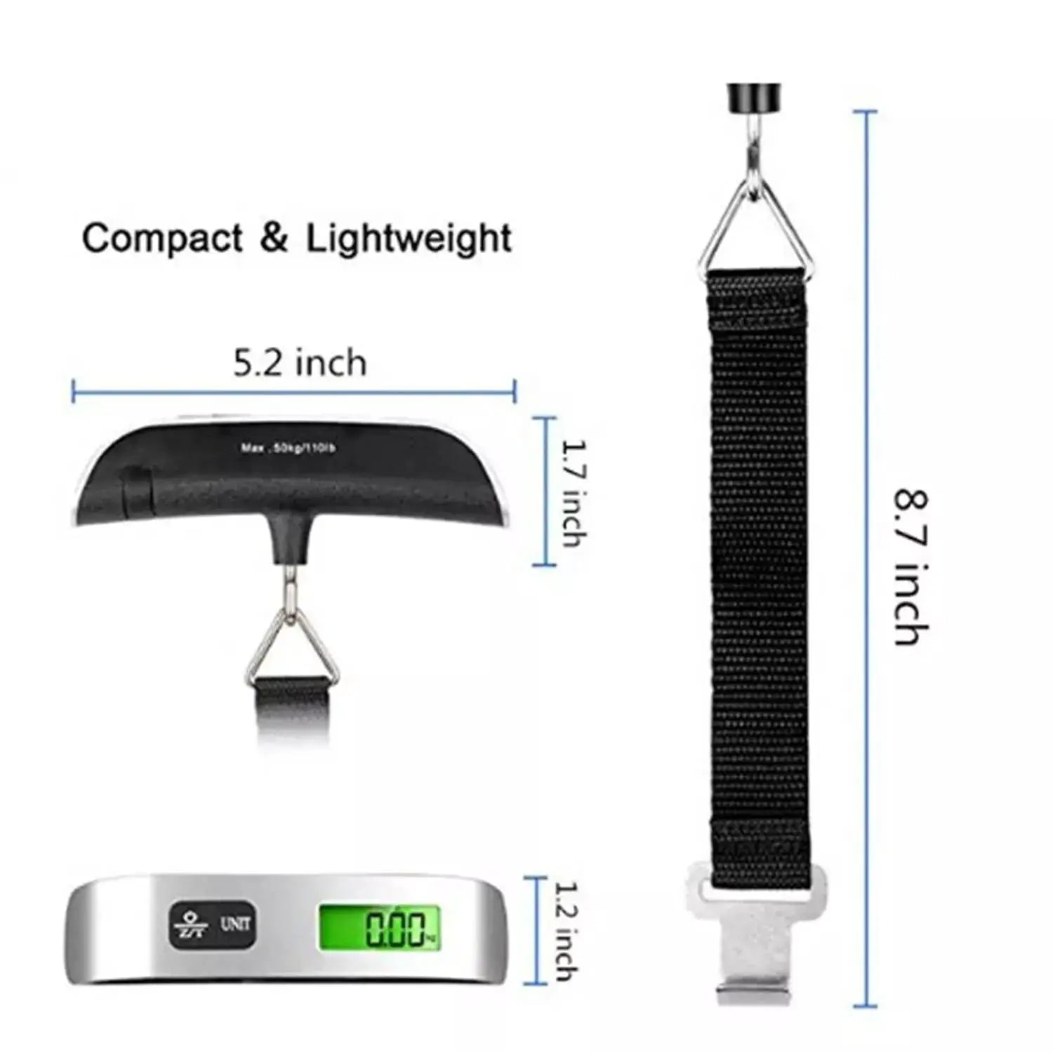 TravelEase 110lb Digital Luggage Scale Handheld for Travel Suitcases Portable Weight Scale