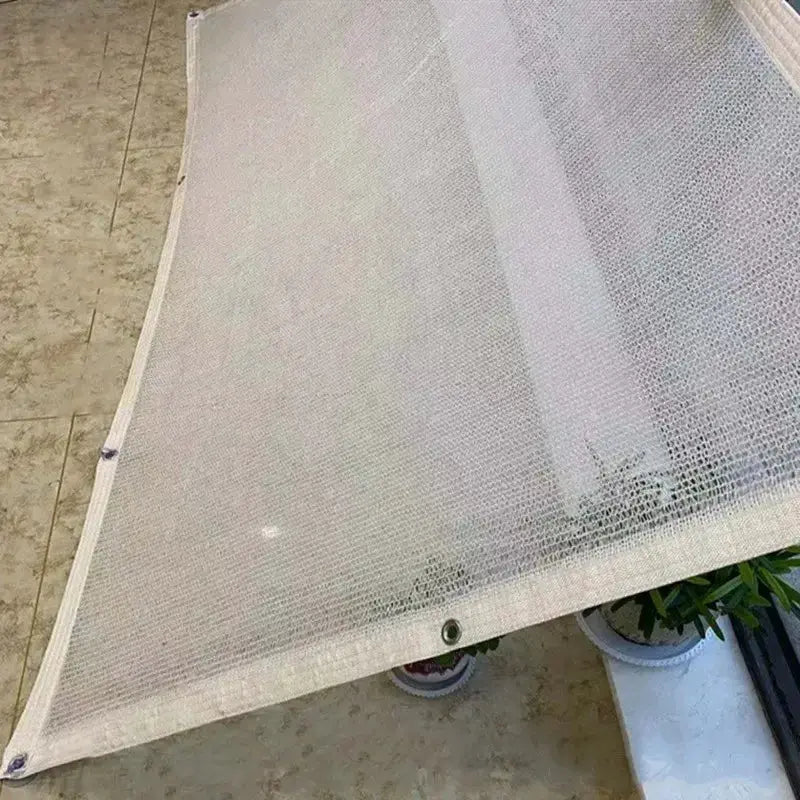 Sun shade net, white HDPE fabric with edge grommets for bonsai and outdoor plants