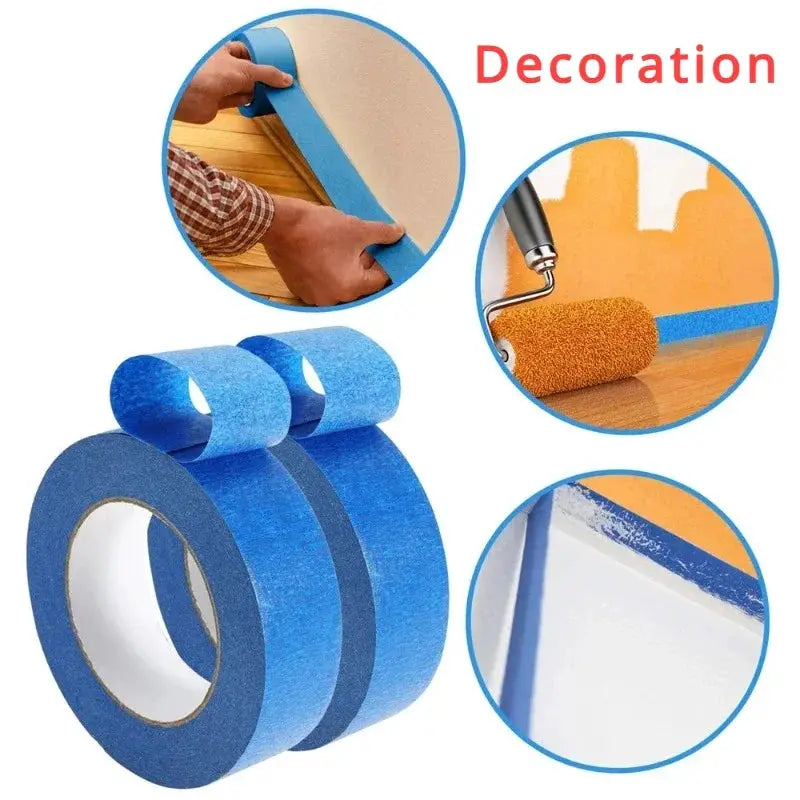 3 Roll Set Paint Masking Tape Multi Surface Easy Removal For Walls Crafts Art Construction Home 20m Per Roll