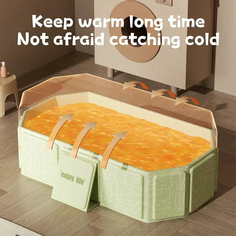 Green And White Portable Folding One Piece Children's Bathtub For Travel Eco Friendly PVC Bath Tub