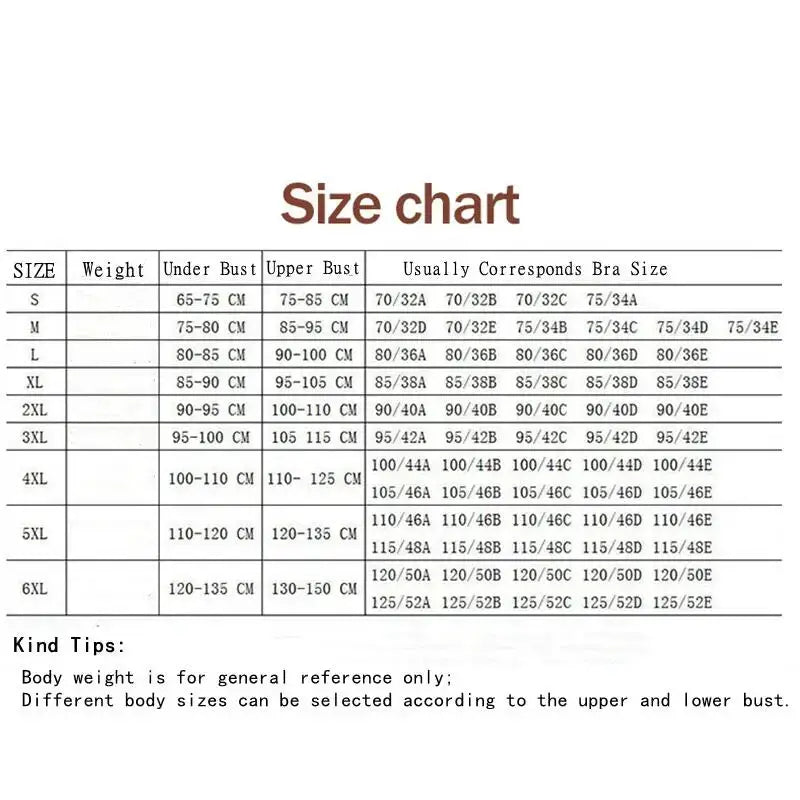 Plus-size grid air-holes bra size chart by Simples Market, no underwire, S-6XL