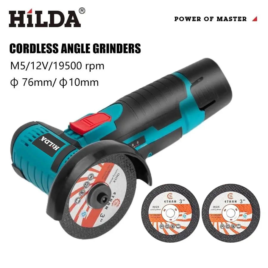 HiLDA 12V 3 Inch Lithium Electric Angle Grinder Portable Mini Handheld Cutting And Polishing Tool
